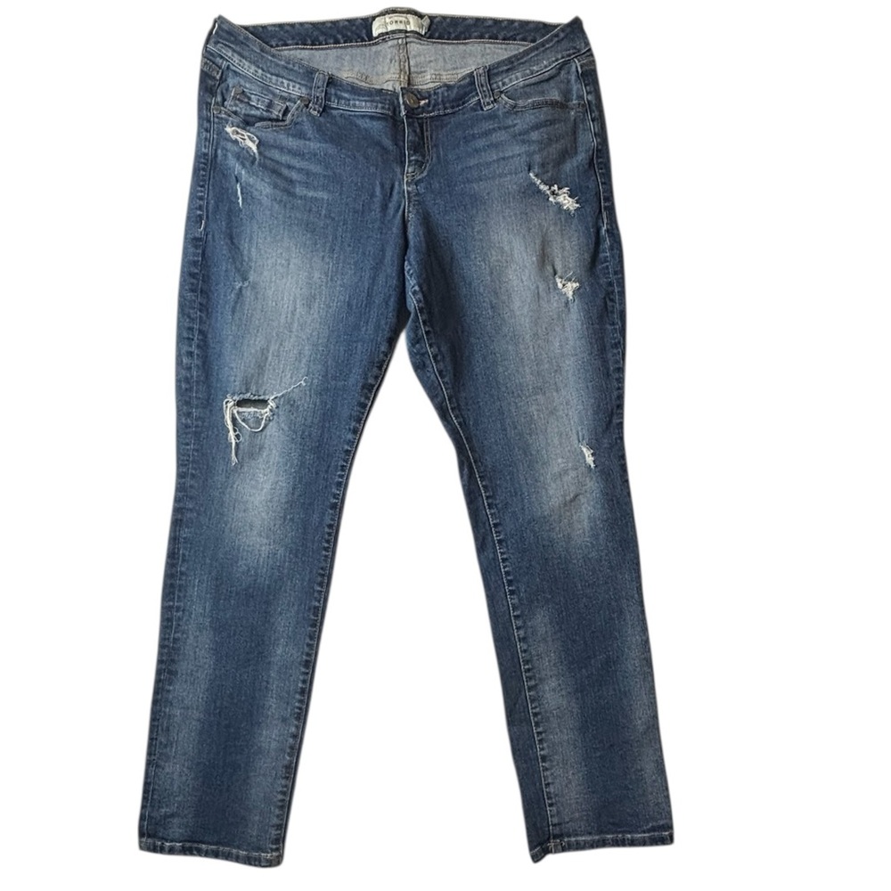Torrid Blue Distressed Straight Leg Jeans